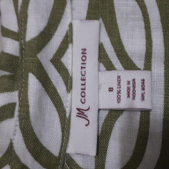 JM Collefction Stylish Green Patterned Women Blouse Linen 8 Casual Vacation Y2k - Picture 5 of 6